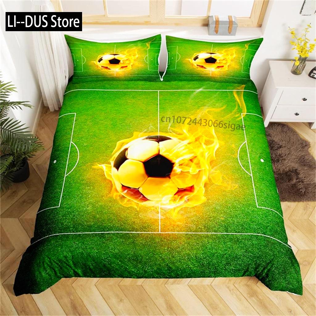 Bedding Set Microfiber Sport Theme Bedspread Cover Soccer Field Duvet Cover Double Or Single Football Comforter Cover Bedroom EU Single(135*200cm)3pcs
Bedding Set Microfiber Sport Theme Bedspread Cover Soccer Field Duvet Cover Double Or Single Football Comforter Cover Bedroom EU Single(135*200cm)3pcs
