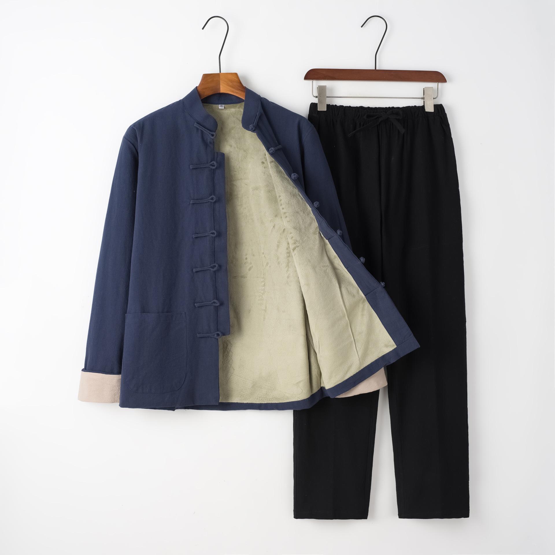 Men s Autumn/Winter Cotton-Linen Tang Suit Set: Retro Chinese Style with Velvet for Warmth 2XL (75-85 kg)
Men s Autumn/Winter Cotton-Linen Tang Suit Set: Retro Chinese Style with Velvet for Warmth 2XL (75-85 kg)