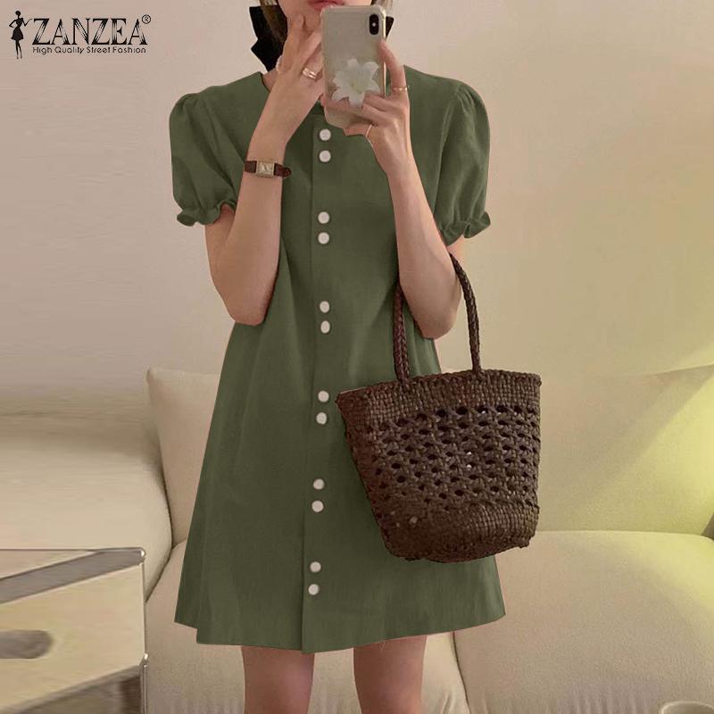 ZANZEA Женское повседневное летнее платье с коротким рукавом и круглым вырезом
ZANZEA Женское повседневное летнее платье с коротким рукавом и круглым вырезом