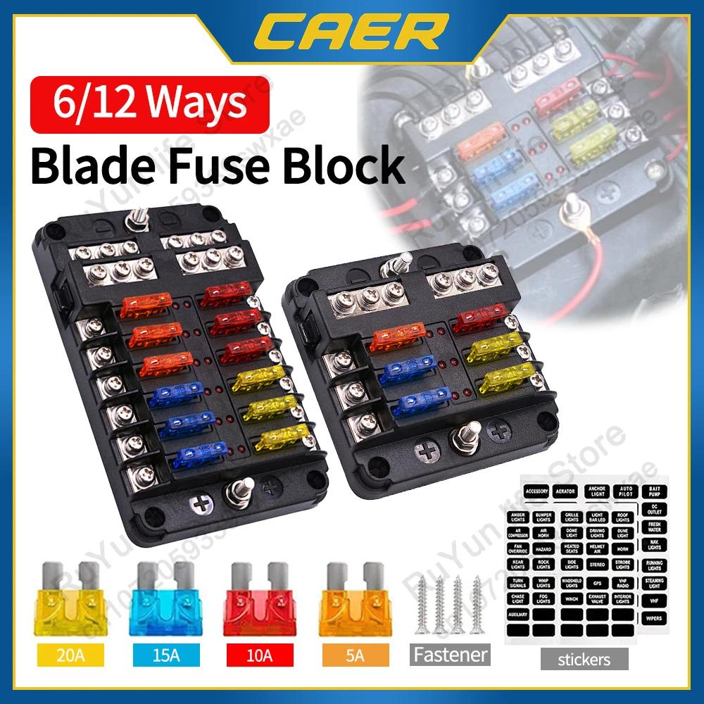 6/12 Way Fuse Box Holder Blade Adapter Case 12V 24V In-Line Cutoff Switch Socket with LED Warning Indicator for Boat Camper RV
6/12 Way Fuse Box Holder Blade Adapter Case 12V 24V In-Line Cutoff Switch Socket with LED Warning Indicator for Boat Camper RV