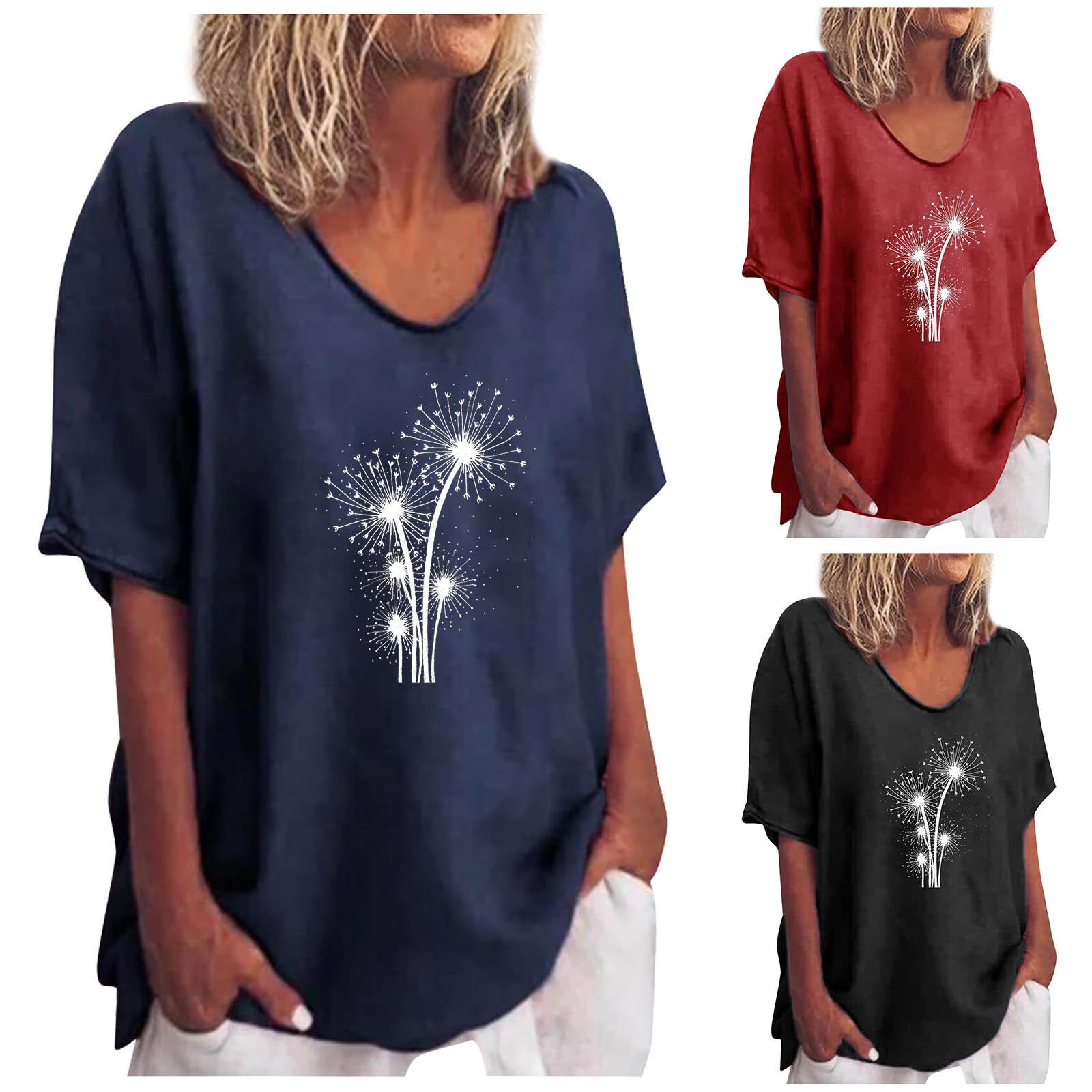 (Куниде) Женская мода, повседневные летние топы, рубашки с короткими рукавами и принтом, пуловер с круглым вырезом, футболки 
(Куниде) Женская мода, повседневные летние топы, рубашки с короткими рукавами и принтом, пуловер с круглым вырезом, футболки