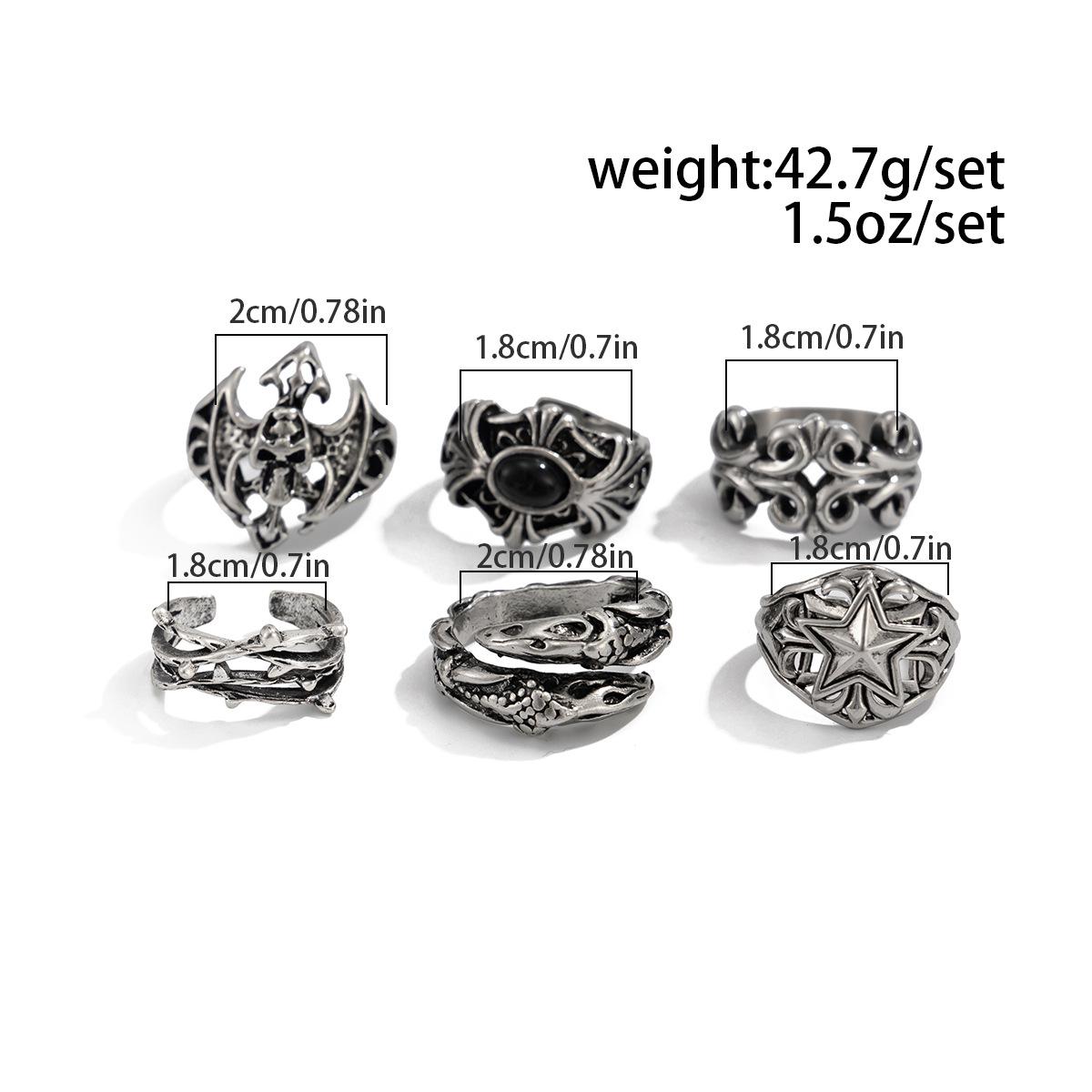 Dark Skull Ring Set for Men Hip Hop Niche Punk Exaggerated Pentagram Ring Men s Jewelry Antique silver-06592
Dark Skull Ring Set for Men Hip Hop Niche Punk Exaggerated Pentagram Ring Men s Jewelry Antique silver-06592