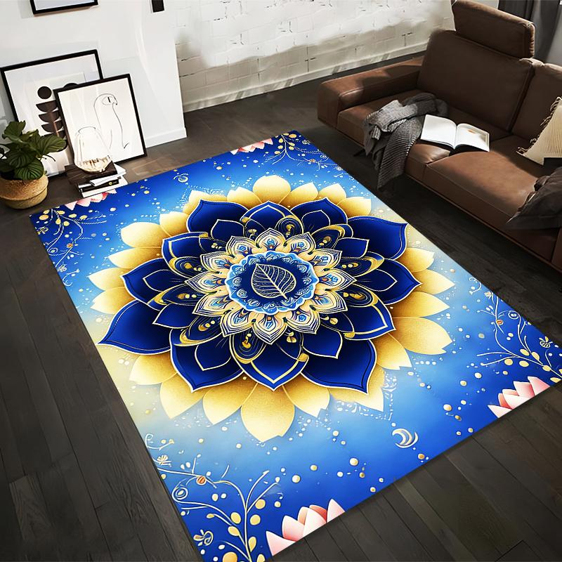 Blue and Gold Mandala Carpet with Lotus Motifs, Modern Boho Decor Suitable for use as an anti-slip for living room bedroom sofas 40x60cm( 15x23in )
Blue and Gold Mandala Carpet with Lotus Motifs, Modern Boho Decor Suitable for use as an anti-slip for living room bedroom sofas 40x60cm( 15x23in )