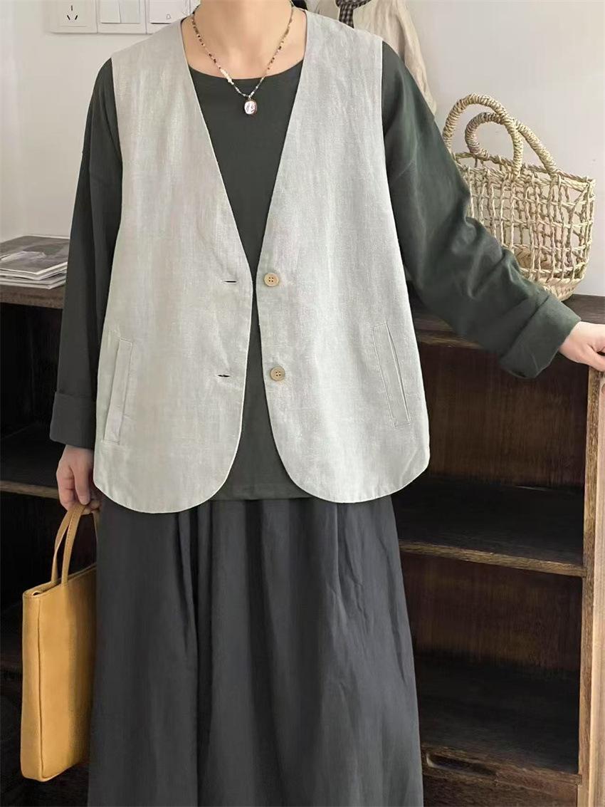 Johnature Vintage Vest Jacket for Women Autumn Style Loose Casual Versatile Layering V-neck Coats One Size світло-сірого кольору
Johnature Vintage Vest Jacket for Women Autumn Style Loose Casual Versatile Layering V-neck Coats One Size світло-сірого кольору