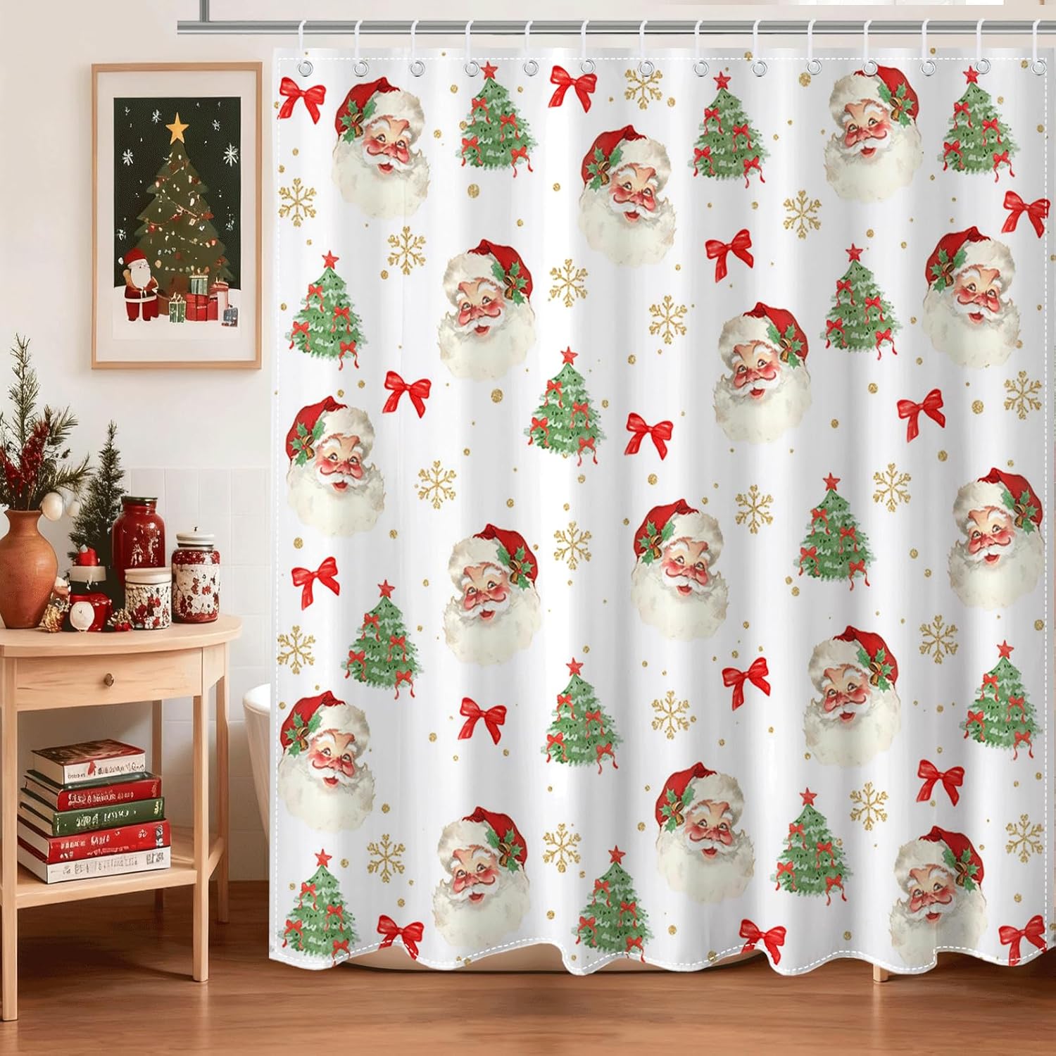 Christmas Shower Curtain For Bathroom Pink Bow Santa Claus Shower Curtain Winter Snowflake Xmas Tree For Christmas Bathroom W60H190(CM)-1 Pcs
Christmas Shower Curtain For Bathroom Pink Bow Santa Claus Shower Curtain Winter Snowflake Xmas Tree For Christmas Bathroom W60H190(CM)-1 Pcs