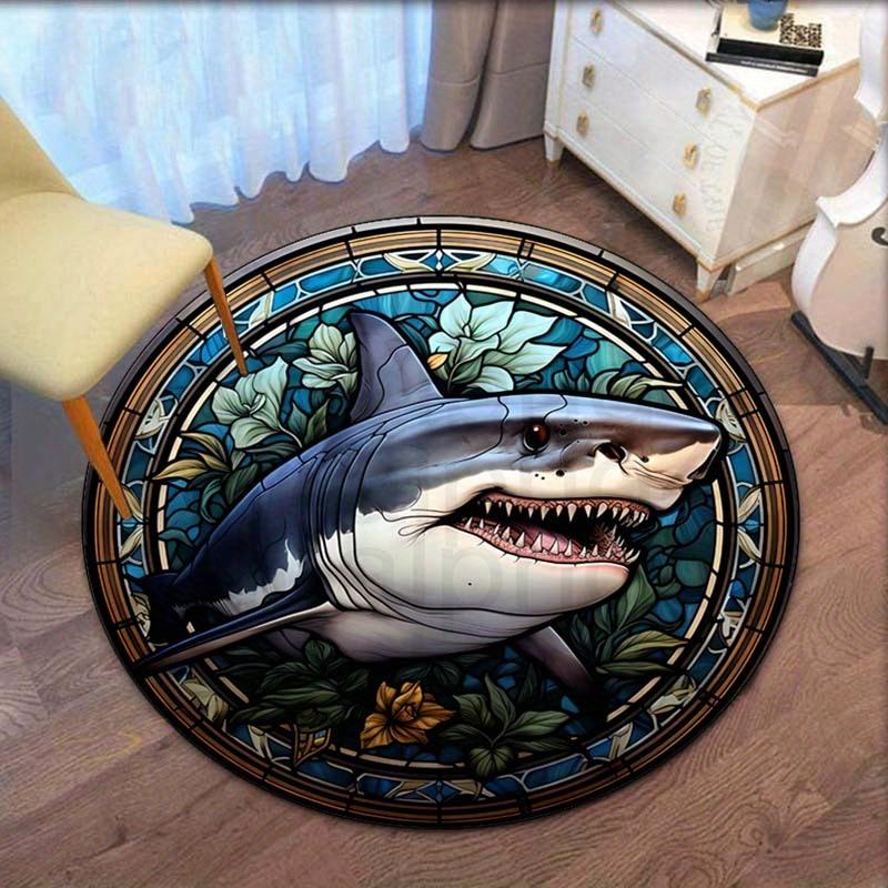 Stained Glass Shark Round Rug Crystal Velvet Floor Mat Ocean Animal Art Decorative Home Bedroom Living Room Area Rug 60cmx60cm
Stained Glass Shark Round Rug Crystal Velvet Floor Mat Ocean Animal Art Decorative Home Bedroom Living Room Area Rug 60cmx60cm