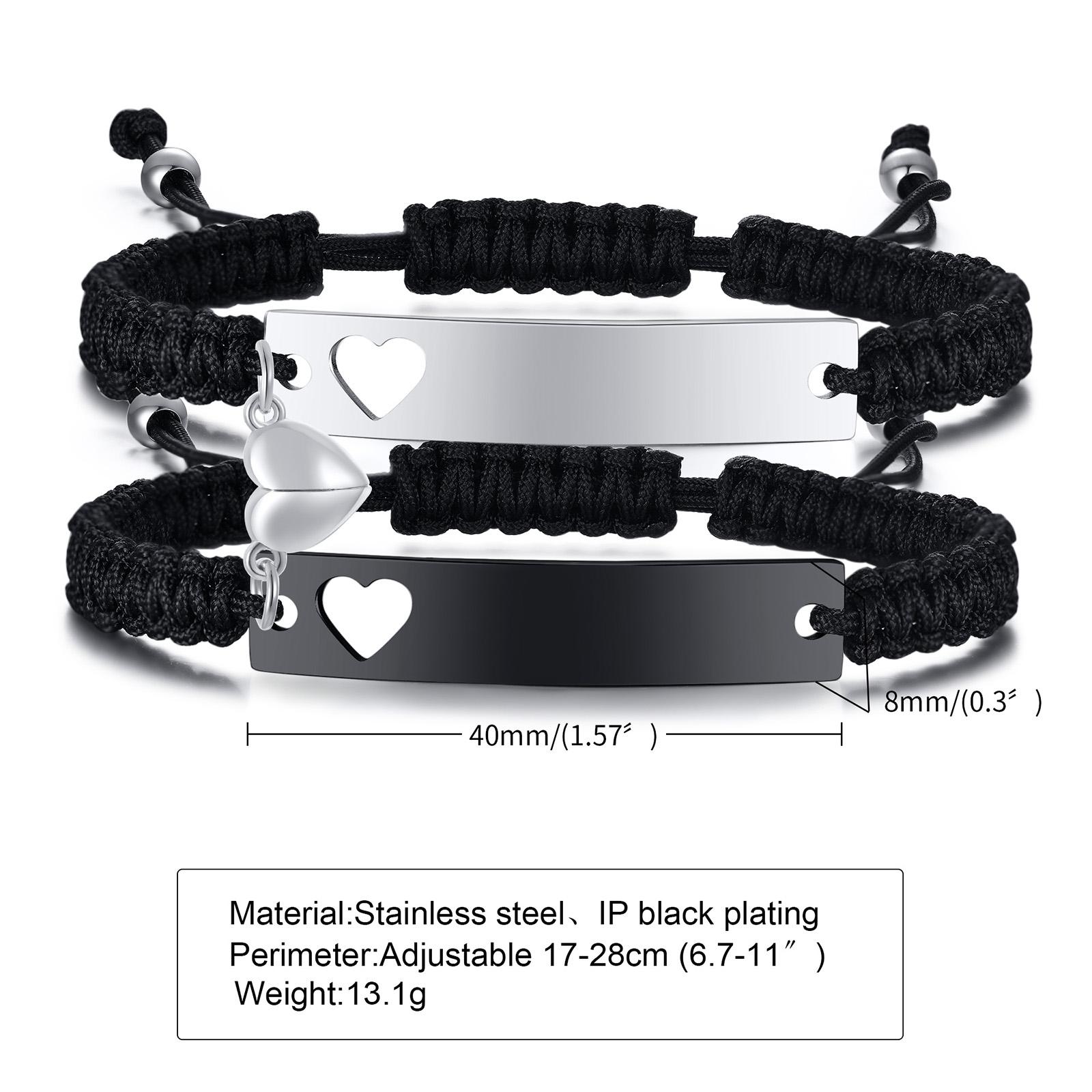 2 Pcs Free Custom Couples Magnet Bracelets Handmade Braided Heart Shape Bracelet for Lover, Anniversary Valentine s Day Gift
2 Pcs Free Custom Couples Magnet Bracelets Handmade Braided Heart Shape Bracelet for Lover, Anniversary Valentine s Day Gift