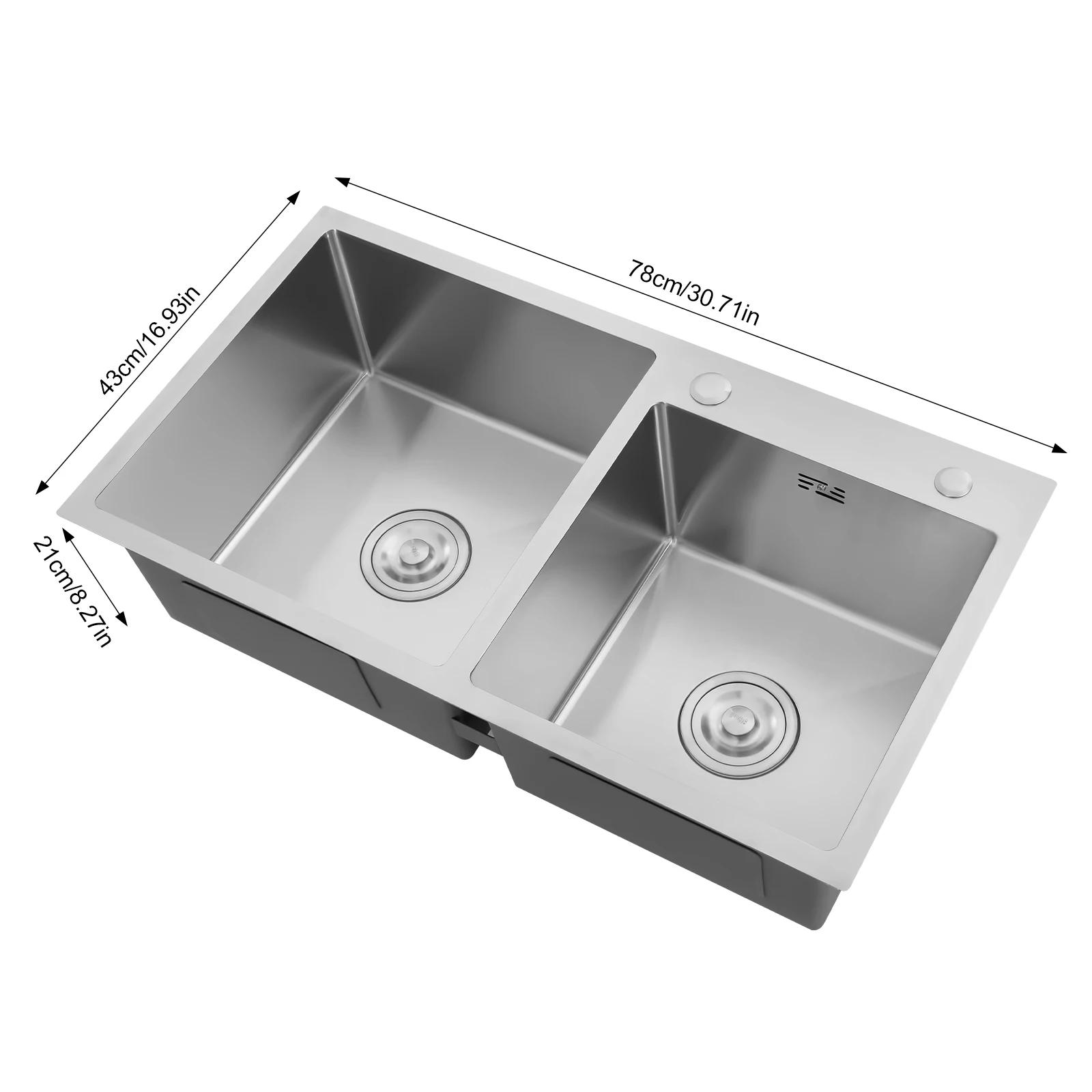 Embedded Kitchen Sink, 30 x 17 Double Bowl Stainless Steel Built-in Kitchen Sink with Drain and Double Basin Accessories,Black срібний
Embedded Kitchen Sink, 30 x 17 Double Bowl Stainless Steel Built-in Kitchen Sink with Drain and Double Basin Accessories,Black срібний