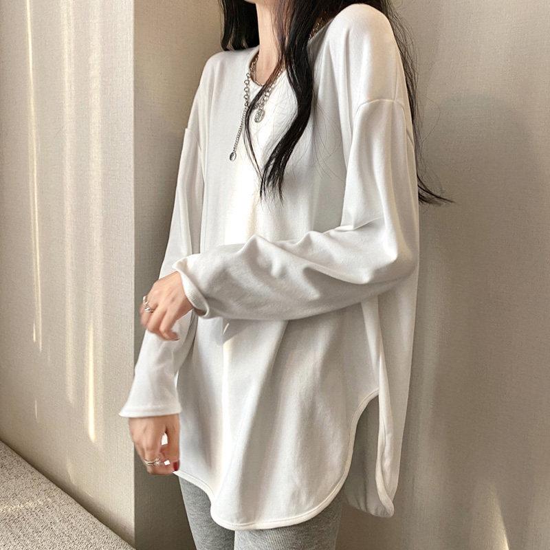White bottoming shirt women s autumn and winter pure cotton inner design sense split V-neck long-sleeved t-shirt loose medium and long top XL білий
White bottoming shirt women s autumn and winter pure cotton inner design sense split V-neck long-sleeved t-shirt loose medium and long top XL білий