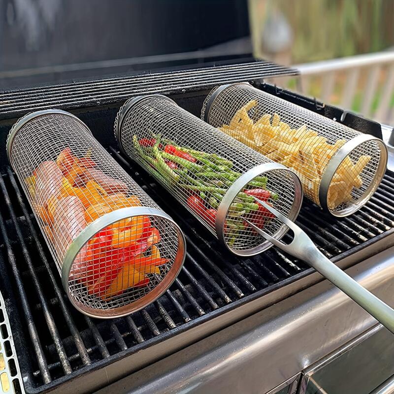 Round BBQ Basket Stainless Steel Rolling Grilling Basket Wire Mesh Cylinder Grill Basket Portable Outdoor Camping Barbecue Racks
Round BBQ Basket Stainless Steel Rolling Grilling Basket Wire Mesh Cylinder Grill Basket Portable Outdoor Camping Barbecue Racks