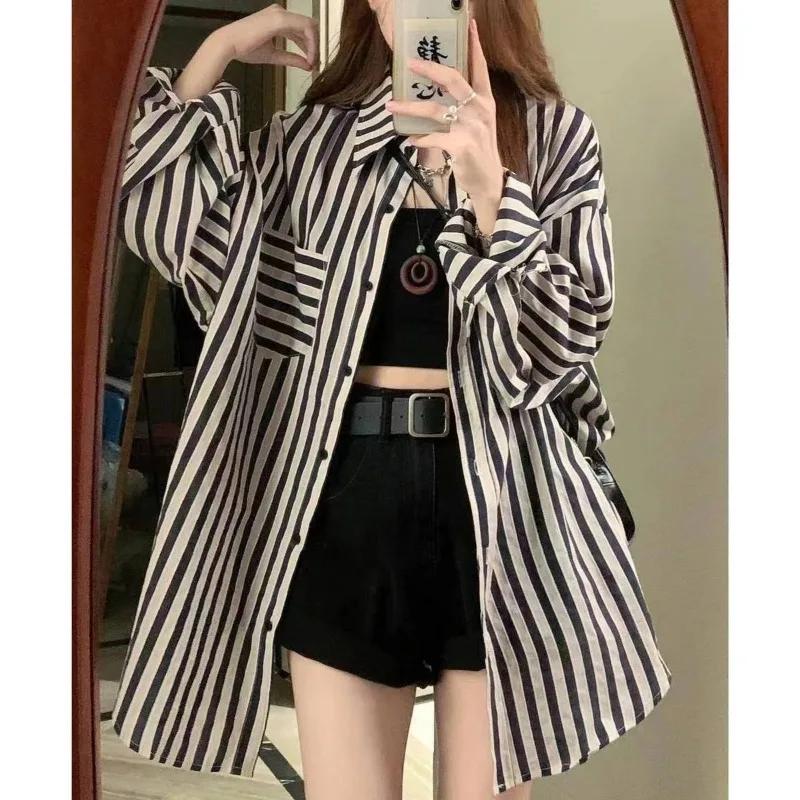 Женская черная полосатая рубашка весна/лето карманы длинный воротник-лацкан свободные тонкие блузы солнцезащитные модные универсальные топы XXL чёрный
Женская черная полосатая рубашка весна/лето карманы длинный воротник-лацкан свободные тонкие блузы солнцезащитные модные универсальные топы XXL чёрный