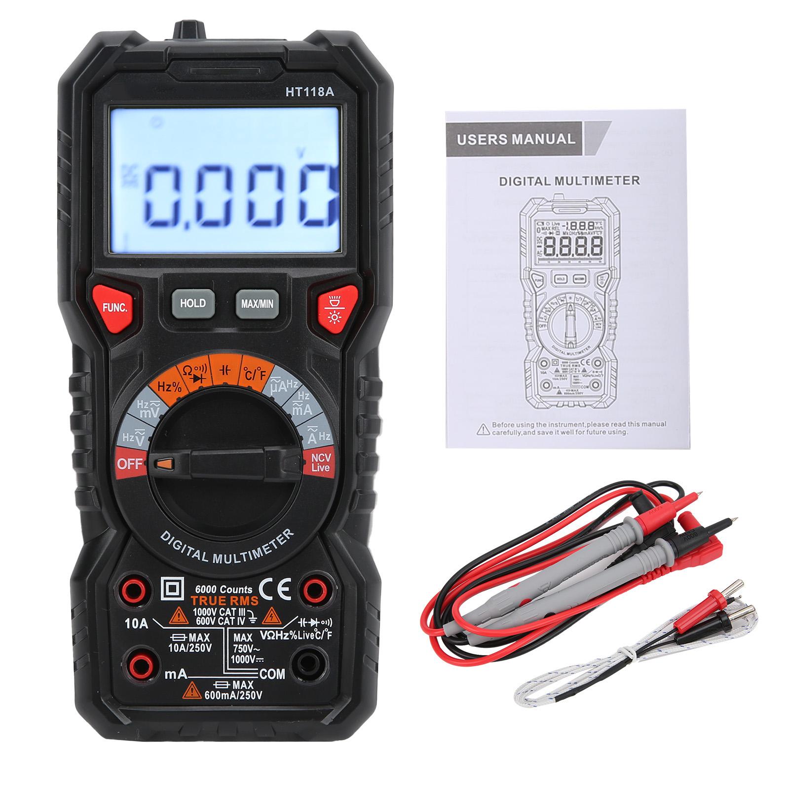 HT118A Digital Multimeter Automatic Range MultiFunction Voltage Tester Current Meter for Electrician
HT118A Digital Multimeter Automatic Range MultiFunction Voltage Tester Current Meter for Electrician