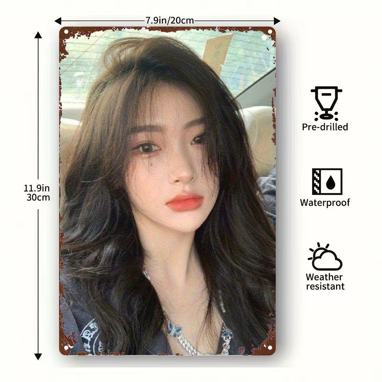 Vintage Portrait Photo Design with Black Hair Red Lips Rustproof Iron Wall Decor for Home 20x30cm(7.8x11.8inch)
Vintage Portrait Photo Design with Black Hair Red Lips Rustproof Iron Wall Decor for Home 20x30cm(7.8x11.8inch)