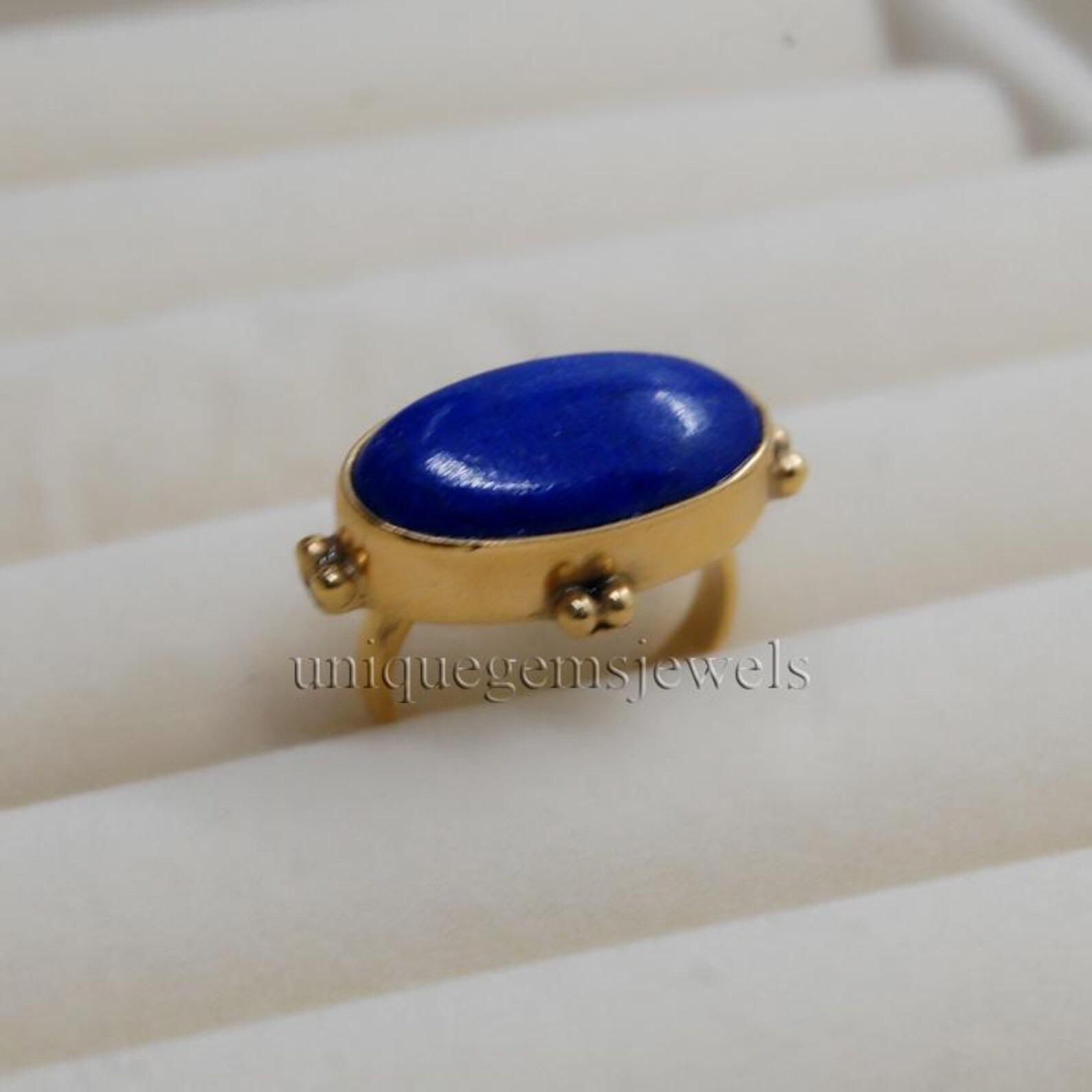 Natural Blue Lapis Lazuli 925 Sterling Silver yellow gold fill ring jewelry 7
Natural Blue Lapis Lazuli 925 Sterling Silver yellow gold fill ring jewelry 7
