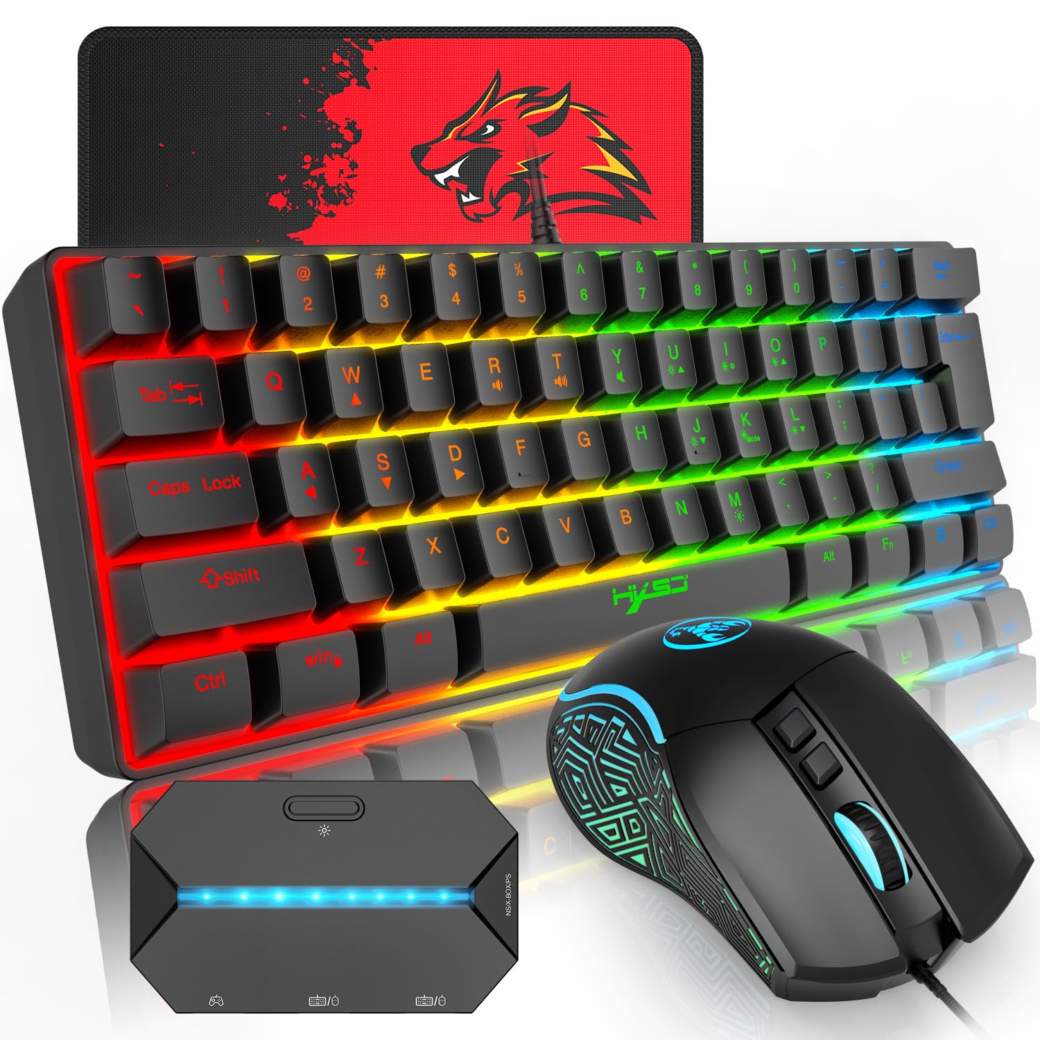 Compatible Gaming Keyboard Tenkeyless 61 Keys Wired with Dedicated Converter Mouse Set Membrane Lightweight RGB Backlight USB Connection Ergonomic
Compatible Gaming Keyboard Tenkeyless 61 Keys Wired with Dedicated Converter Mouse Set Membrane Lightweight RGB Backlight USB Connection Ergonomic