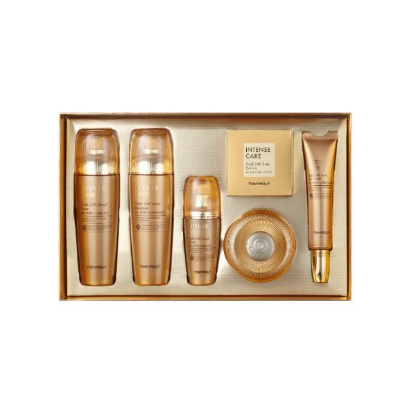 TONYMOLY Intense Care Gold 24K Snail 5-Piece Set (Toner 140mL + Emulsion 140mL + Serum 35mL + Eye Cream 30mL + Cream 45mL)
TONYMOLY Intense Care Gold 24K Snail 5-Piece Set (Toner 140mL + Emulsion 140mL + Serum 35mL + Eye Cream 30mL + Cream 45mL)