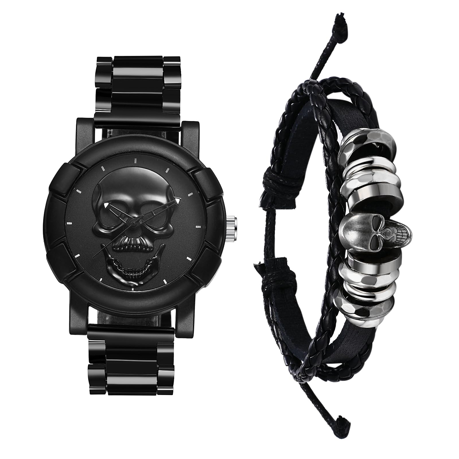 Skull Watch Bracelet Analog Skeleton Waterproof Leather Belt Black Quartz Watch Fashion Watch Day Birthday Christmas Day Boyfriend Gift Men s Set -
Skull Watch Bracelet Analog Skeleton Waterproof Leather Belt Black Quartz Watch Fashion Watch Day Birthday Christmas Day Boyfriend Gift Men s Set -