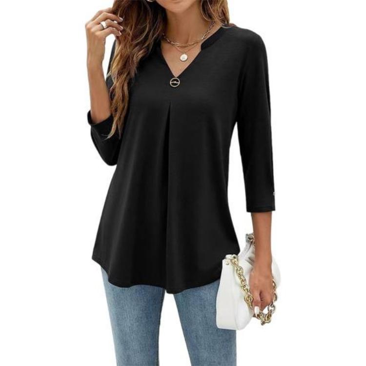 Casual Style Daily Wear Women Pullover Tops Solid Color Wrinkle Tee Shirt V-Neck Button Decor 3/4 Sleeve S чёрный
Casual Style Daily Wear Women Pullover Tops Solid Color Wrinkle Tee Shirt V-Neck Button Decor 3/4 Sleeve S чёрный