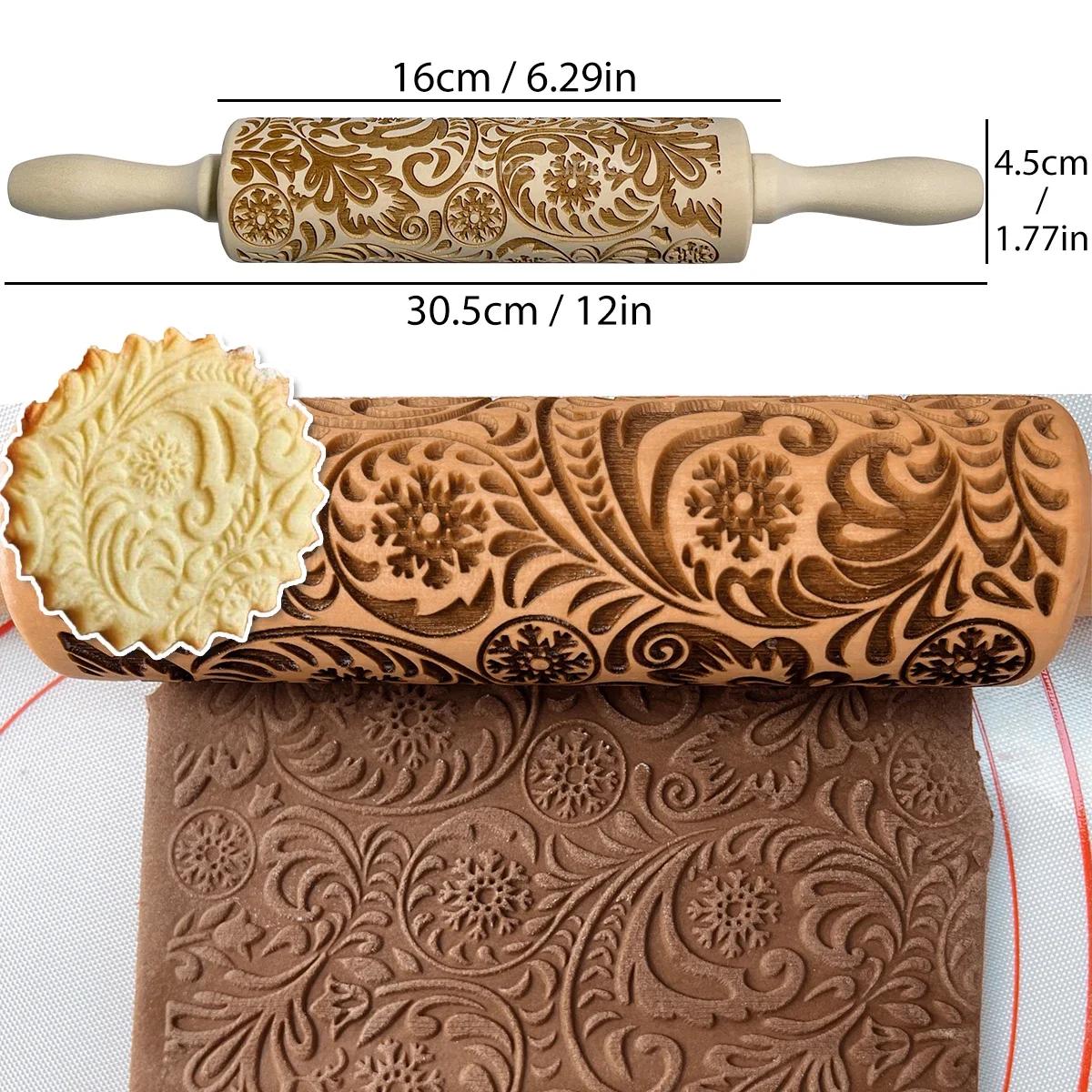 Christmas Rolling Pin with Reindeer Flower Patterns, Wooden Embossed 3D Cookie Mold Laser Engraved DIY Baking Tools Dough Roller
Christmas Rolling Pin with Reindeer Flower Patterns, Wooden Embossed 3D Cookie Mold Laser Engraved DIY Baking Tools Dough Roller