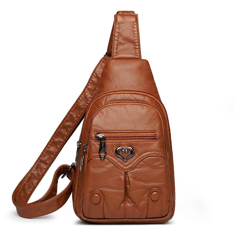 Женская нагрудная сумка через плечо, маленькая квадратная сумка из искусственной кожи, сумка для мобильного телефона коричневый