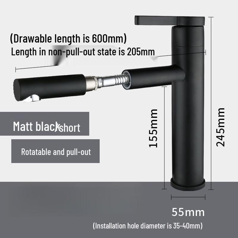 TLXT Black Deck-Mounted Pull-Out Basin Faucet
TLXT Black Deck-Mounted Pull-Out Basin Faucet