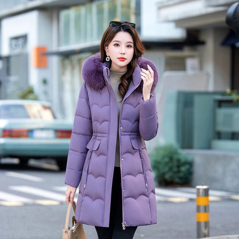 Большое хлопковое пальто с меховым воротником женское средней длины зимнее нового стиля модное свободное пуховое хлопковое пальто теплая куртка 3XL