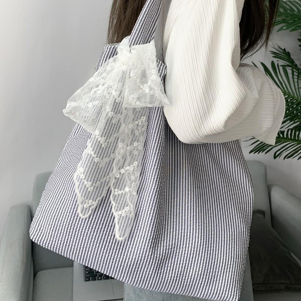 With Lace Ribbon Canvas Hobo Bag Canvas Large Capacity Underarm Bag Striped Shoulder Bag Outdoor рожевий
With Lace Ribbon Canvas Hobo Bag Canvas Large Capacity Underarm Bag Striped Shoulder Bag Outdoor рожевий