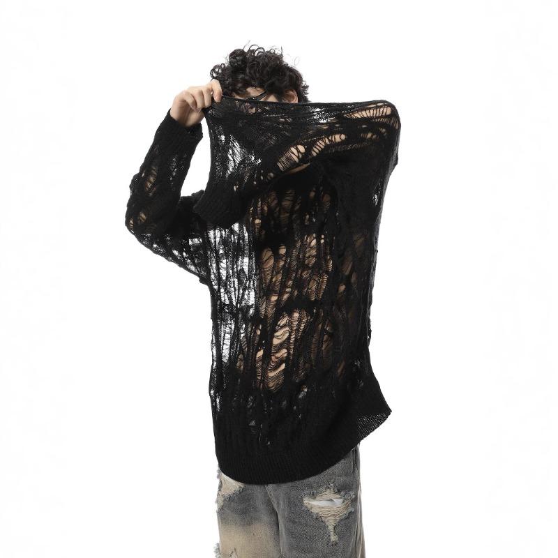 Men Distressed Ripped Oversized Knit Sweater Streetwear Y2K Summer Top M чорний
Men Distressed Ripped Oversized Knit Sweater Streetwear Y2K Summer Top M чорний
