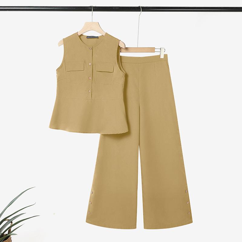 ZANZEA Womens Sleeveless Tank Tops and Pants Summer Two Piece Suit Sets 2XL хаки
ZANZEA Womens Sleeveless Tank Tops and Pants Summer Two Piece Suit Sets 2XL хаки