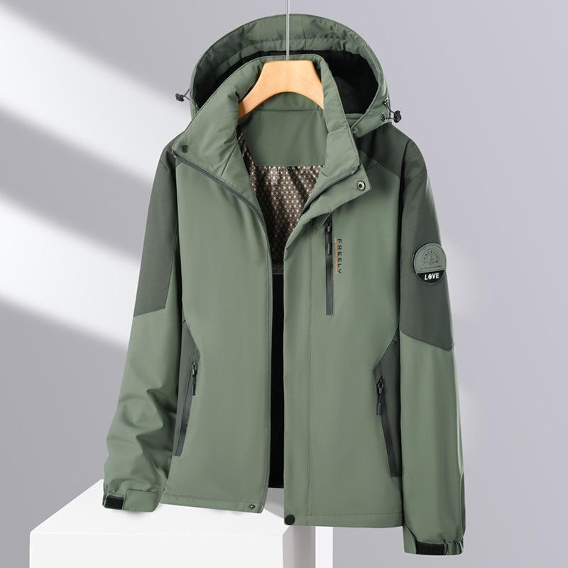 Осенне-зимняя утолщенная съемная куртка с капюшоном, ветрозащитная, водонепроницаемая, из норкового бархата и графена, мужская уличная теплая куртка с хлопковой подкладкой 6XL зелёный