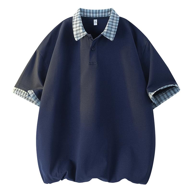 Plaid Splicing Short-sleeved POLO Shirt For Men In Summer Loose Couple Versatile Half-sleeved T-shirt XL темно-синього кольору
Plaid Splicing Short-sleeved POLO Shirt For Men In Summer Loose Couple Versatile Half-sleeved T-shirt XL темно-синього кольору