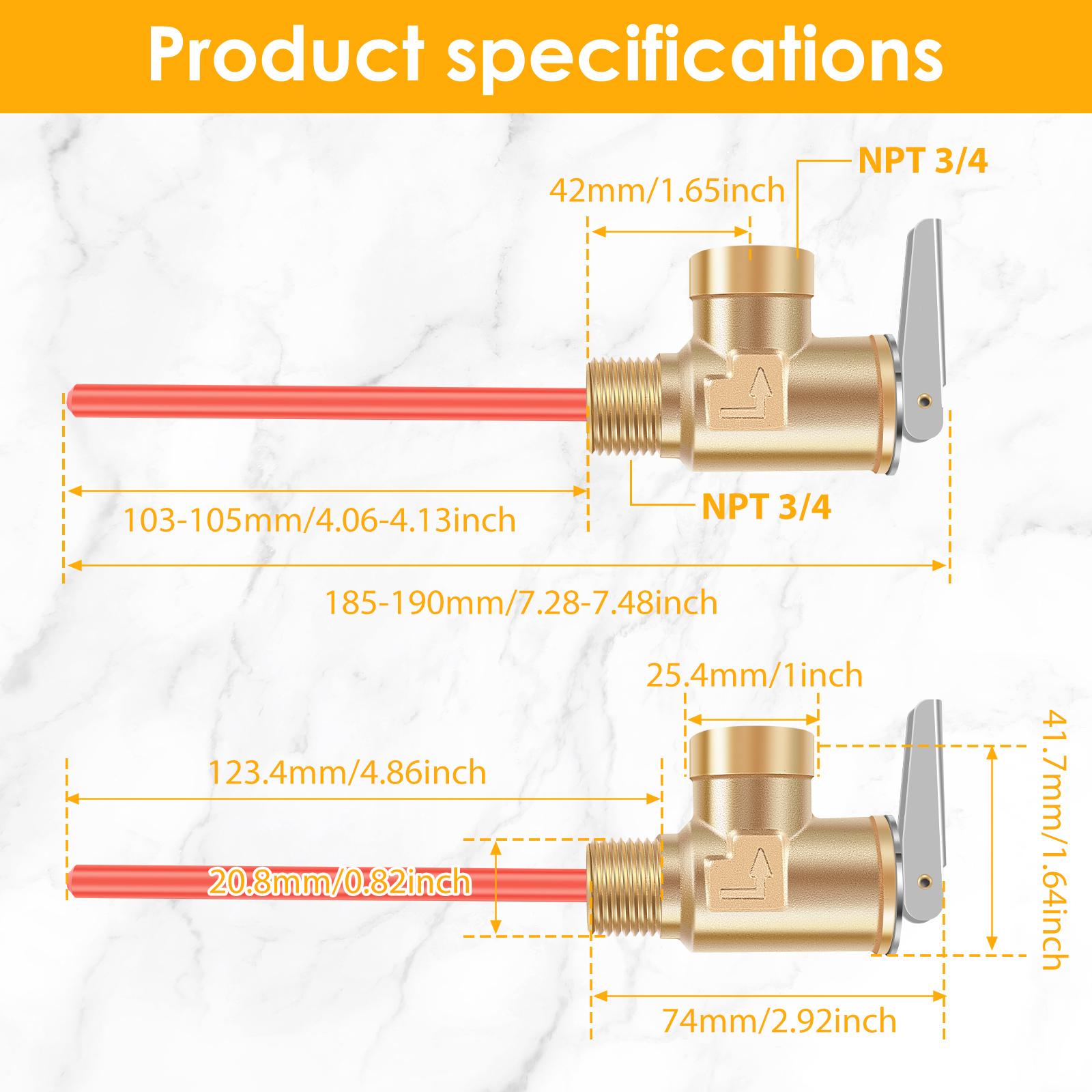 1 Pc 1/2 NPT or 3/4 NPT RV Temperature and Pressure Relief Valve Brass RV Water Heater Temperature and Pressure Relief Valve DN15 US
1 Pc 1/2 NPT or 3/4 NPT RV Temperature and Pressure Relief Valve Brass RV Water Heater Temperature and Pressure Relief Valve DN15 US