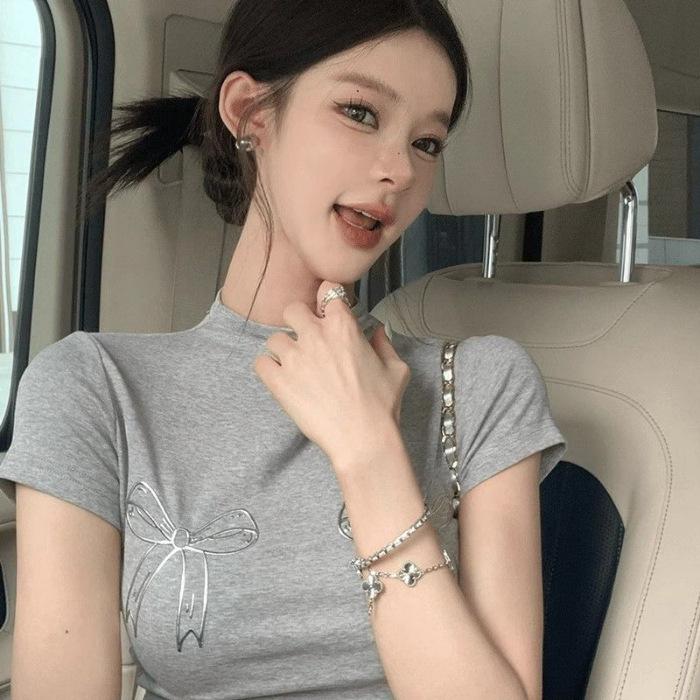 Милый балетный бант, полувысокий воротник, короткий рукав, женский летний облегающий топ L серый
Милый балетный бант, полувысокий воротник, короткий рукав, женский летний облегающий топ L серый