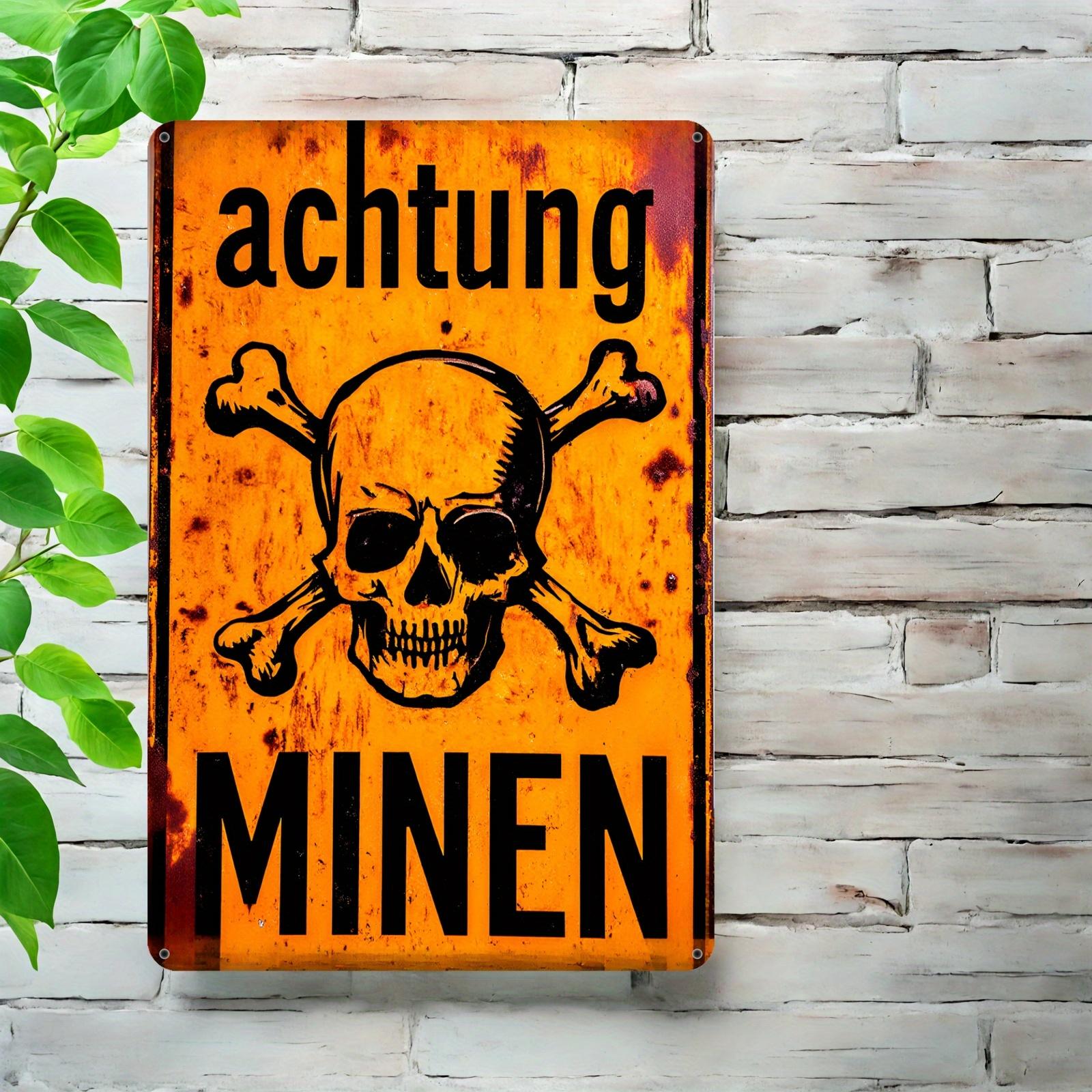 Vintage German Achtung Minen Warning Sign Metal Wall Art Rustic Iron Skull Crossbones Design PreDrilled Holes for Eas 20x30cm(7.8x11.8inch)
Vintage German Achtung Minen Warning Sign Metal Wall Art Rustic Iron Skull Crossbones Design PreDrilled Holes for Eas 20x30cm(7.8x11.8inch)