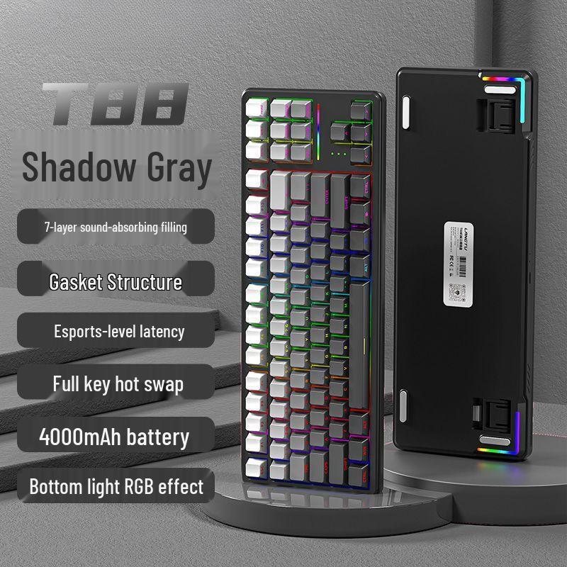 T88 RGB Silent Wireless Mechanical Keyboard with Side-Printed Keys – Bluetooth Gaming & Office E-sports.
T88 RGB Silent Wireless Mechanical Keyboard with Side-Printed Keys – Bluetooth Gaming & Office E-sports.