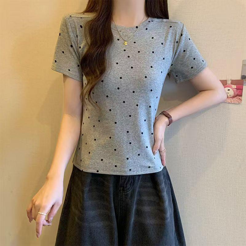 Designer grey polka dot short-sleeved T-shirt women s new fashionable versatile slim and thin Korean ins top XL
Designer grey polka dot short-sleeved T-shirt women s new fashionable versatile slim and thin Korean ins top XL