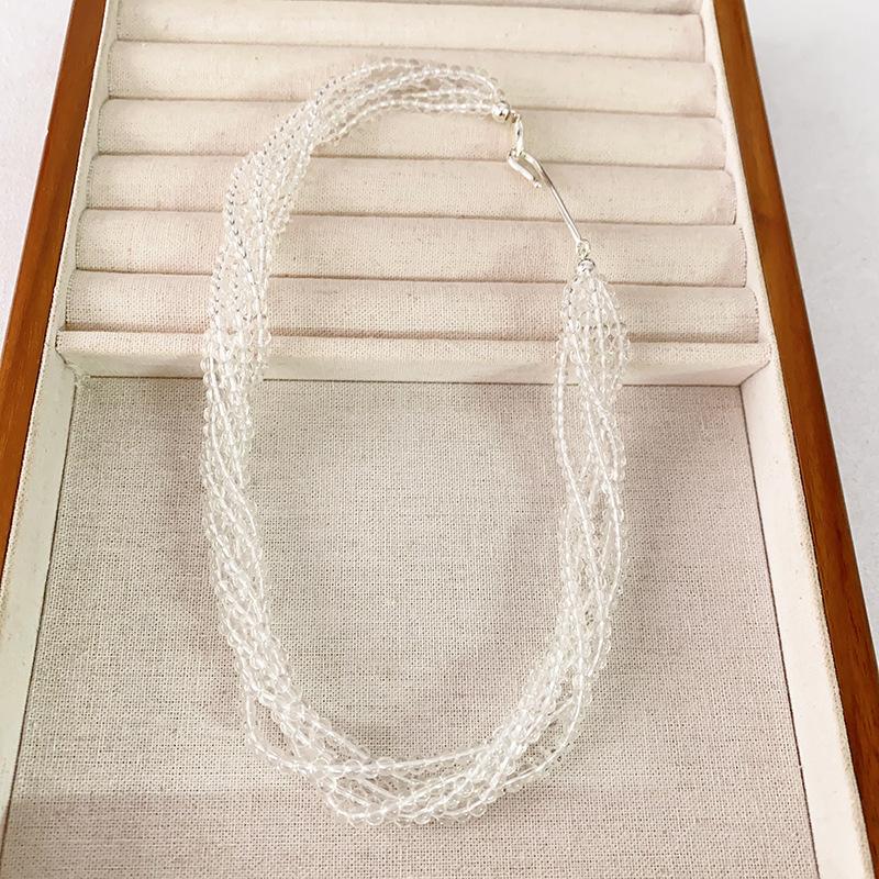 Multi-layered black onyx & white crystal beaded choker necklace - layered, unique, high-end, minimalist style
Multi-layered black onyx & white crystal beaded choker necklace - layered, unique, high-end, minimalist style