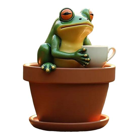Садовая лягушка, украшение из смолы, водонепроницаемая фигурка лягушки, мультяшная лягушка, украшение для цветочного горшка, статуэтка лягушки для украшения улицы A