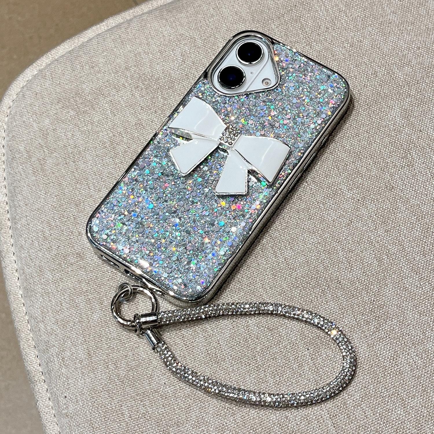 For iPhone 16 Case Large Bowknot Electroplated Glitter Epoxy Shockproof Phone Cover with Strap Black
For iPhone 16 Case Large Bowknot Electroplated Glitter Epoxy Shockproof Phone Cover with Strap Black