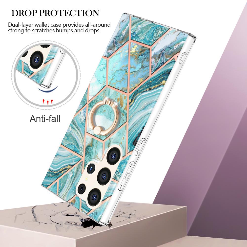 For Samsung Galaxy S24 Ultra Back Cover with Ring Kickstand Splicing Marble Pattern TPU Case Blue
For Samsung Galaxy S24 Ultra Back Cover with Ring Kickstand Splicing Marble Pattern TPU Case Blue