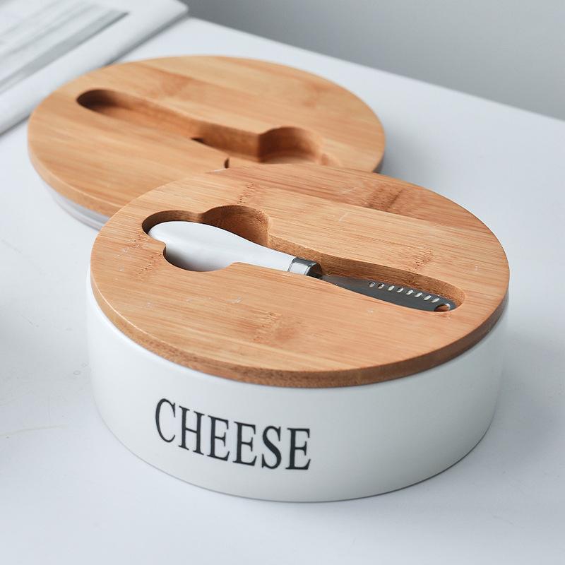 700g Butter Box Wooden Cover Round Butter Box Knife with Butter Dish Nordic Style Ceramic Tableware Storage Box Kitchen Supplies
700g Butter Box Wooden Cover Round Butter Box Knife with Butter Dish Nordic Style Ceramic Tableware Storage Box Kitchen Supplies