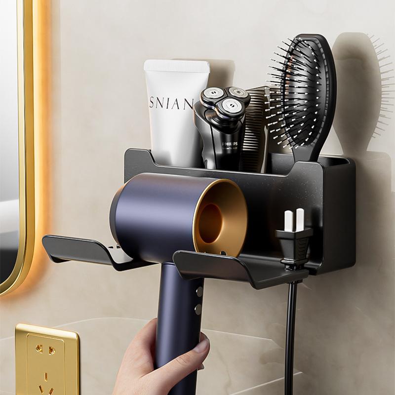 Multi-functional Bathroom Rack with Hair Dryer Slot and Storage Baskets Wall Mounted Plastic Hair Dryer Holder Bathroom Shelf Bathroom Organizer Black чорний
Multi-functional Bathroom Rack with Hair Dryer Slot and Storage Baskets Wall Mounted Plastic Hair Dryer Holder Bathroom Shelf Bathroom Organizer Black чорний