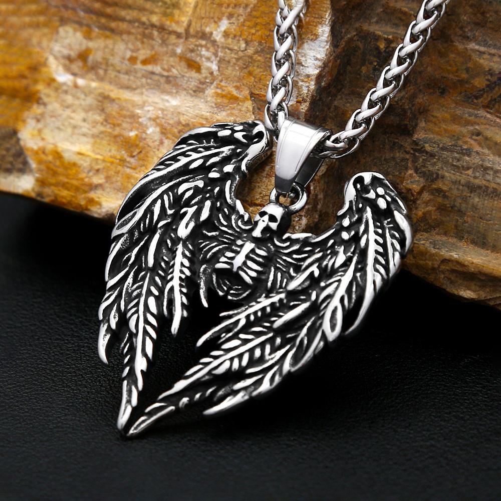 New 316L Stainless Steel Skull with Angel Wings Pendant Necklaces for Men Boys Gothic Hip Hop Biker Jewelry Gifts Dropshipping
New 316L Stainless Steel Skull with Angel Wings Pendant Necklaces for Men Boys Gothic Hip Hop Biker Jewelry Gifts Dropshipping