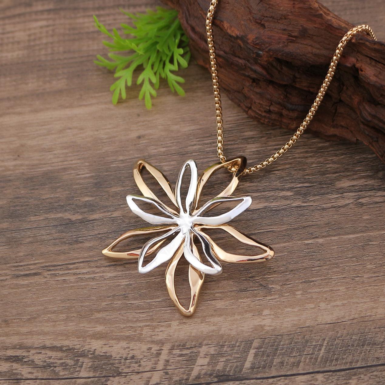 Новая глянцевая геометрическая подвеска в виде цветка с прорезями, женское преувеличенное высококачественное ожерелье из цинкового сплава в виде цветка
Новая глянцевая геометрическая подвеска в виде цветка с прорезями, женское преувеличенное высококачественное ожерелье из цинкового сплава в виде цветка