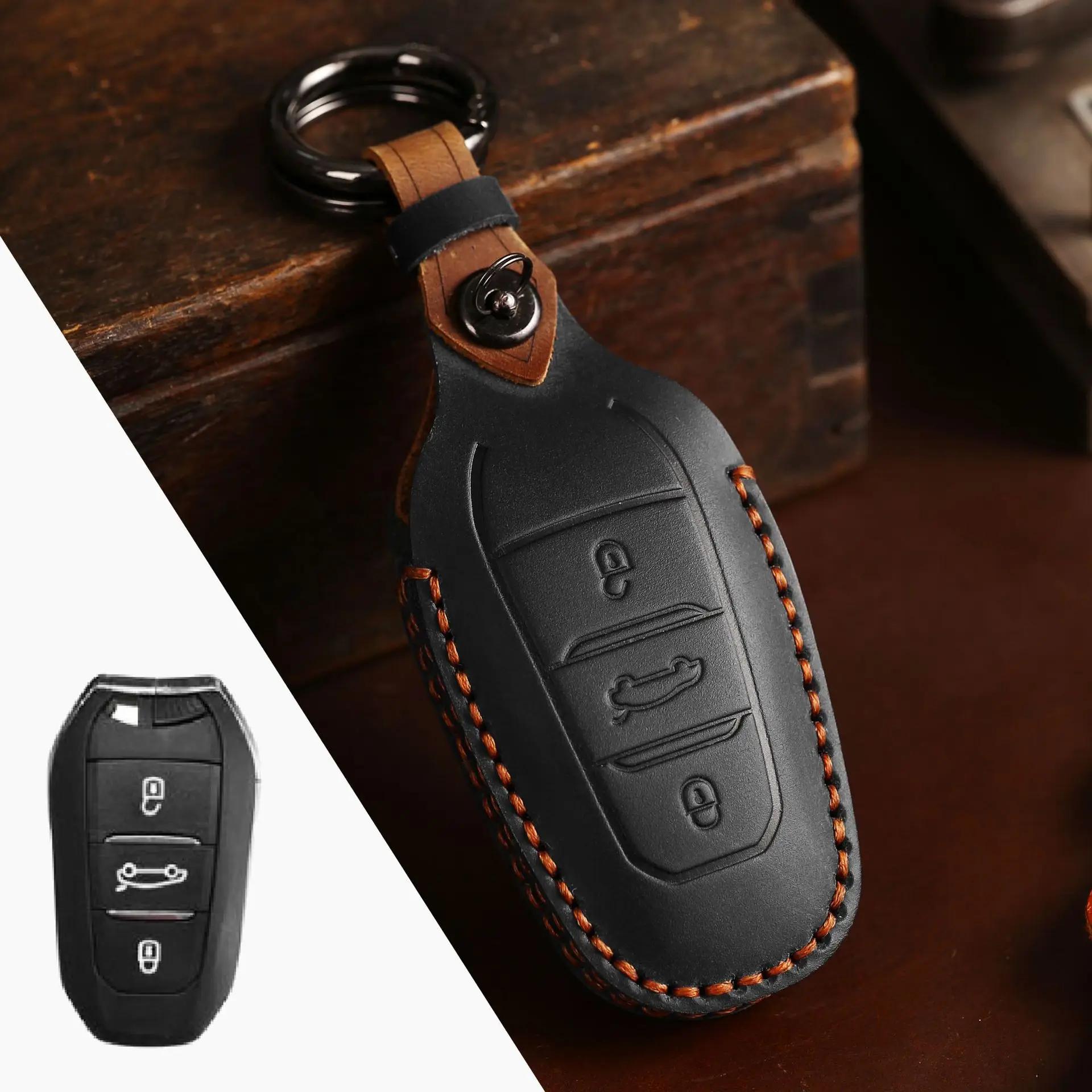 Hand-stitched Full Grain Leather Key Case for Peugeot 308 408 508, Anti-Scratch Key Fob Cover with Keyring for Citroen C4 C4L C6 чёрный
Hand-stitched Full Grain Leather Key Case for Peugeot 308 408 508, Anti-Scratch Key Fob Cover with Keyring for Citroen C4 C4L C6 чёрный