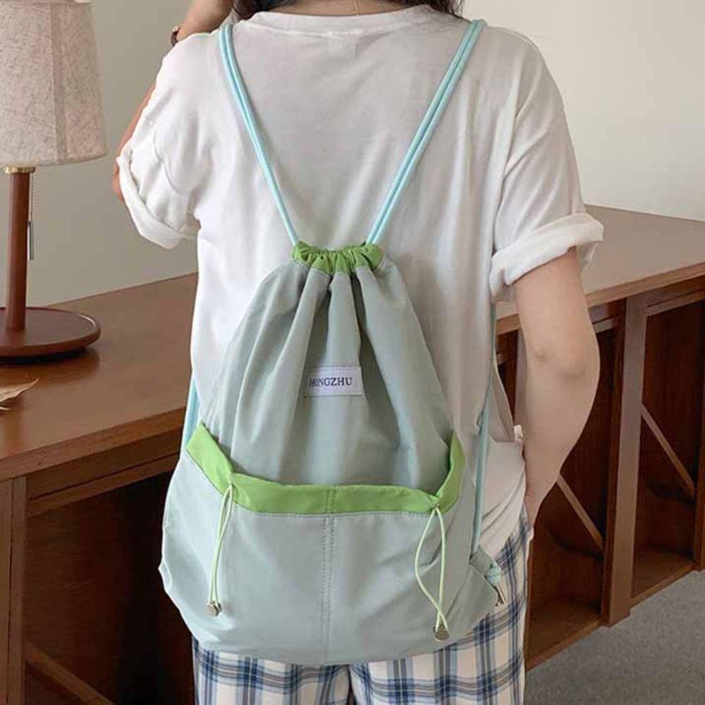 Contrast Color Drawstring Backpacks Korean Style Shoulder Bag Sweet Light Soft Nylon Bag Outdoor зелений
Contrast Color Drawstring Backpacks Korean Style Shoulder Bag Sweet Light Soft Nylon Bag Outdoor зелений