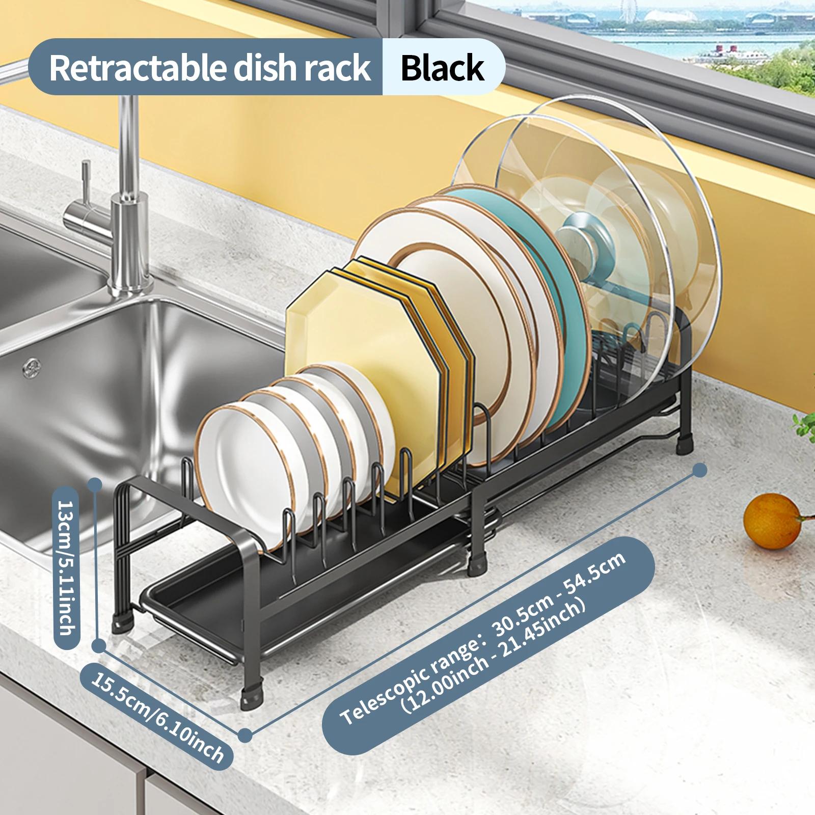Flat-wire long telescopic plate holder, extendable over-sink dish drying rack, adjustable slide rail organizer for kitchen чорний
Flat-wire long telescopic plate holder, extendable over-sink dish drying rack, adjustable slide rail organizer for kitchen чорний