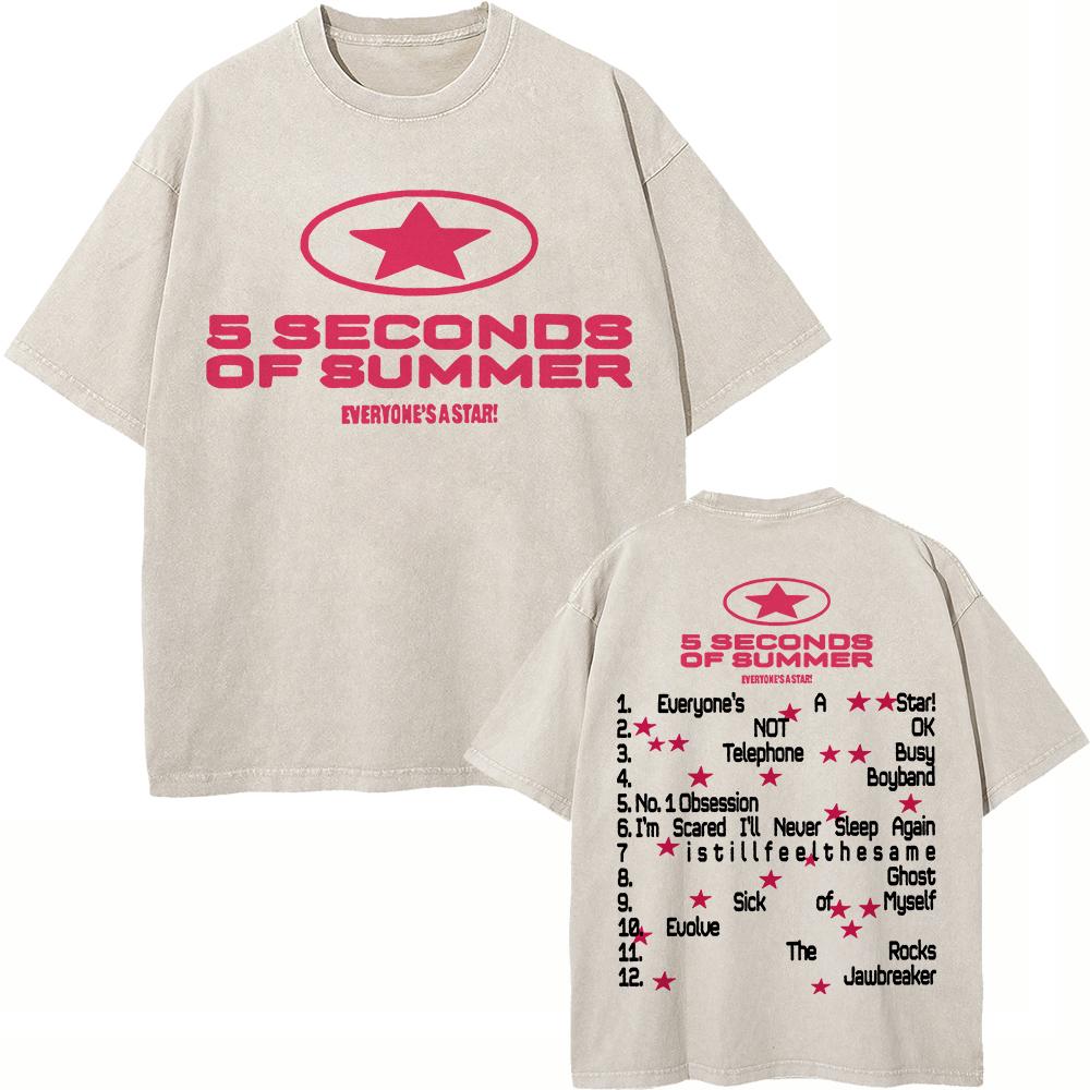 Cotton Vintage Washed Seconds of Summer Everyones A Star World Tour T Shirt MenWomen Oversize Loose Acid Wash Tees S
Cotton Vintage Washed Seconds of Summer Everyones A Star World Tour T Shirt MenWomen Oversize Loose Acid Wash Tees S