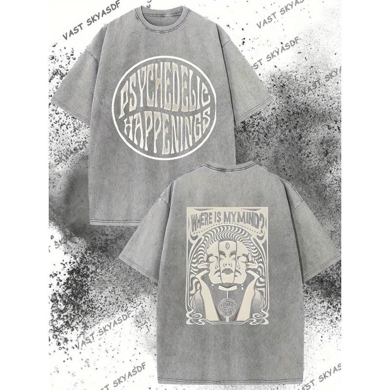 European Size Men S Vintage Washed T-Shirt Featuring a Psychedelic Pattern with Designs Saying Psychedelic Happenings And Where Is My Mind . S серый
European Size Men S Vintage Washed T-Shirt Featuring a Psychedelic Pattern with Designs Saying Psychedelic Happenings And Where Is My Mind . S серый