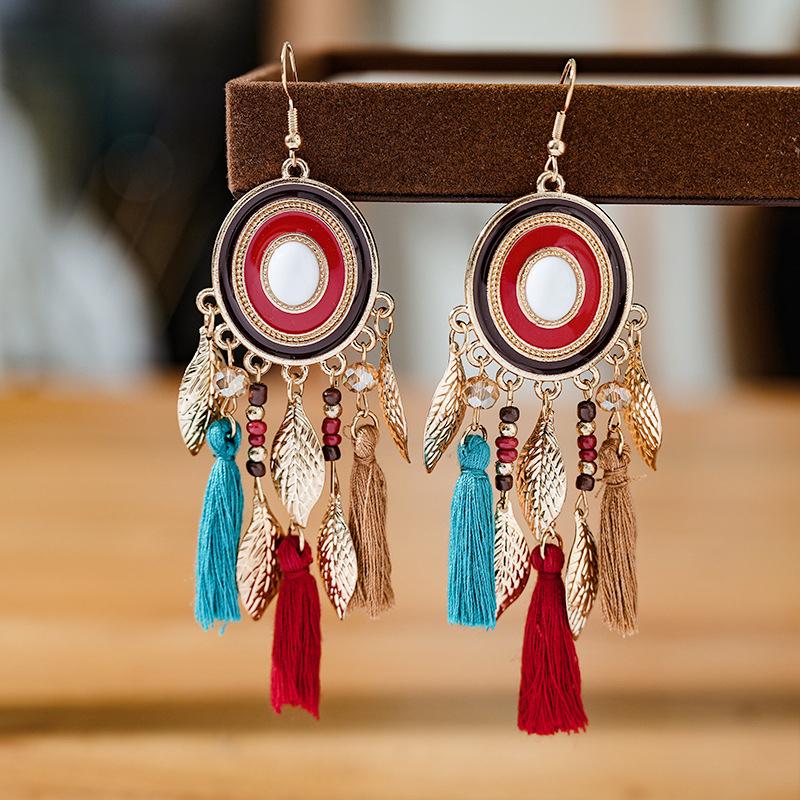 Bohemian Colorful Ethnic Crystal Leaf Tassel Drop Dangle Earrings For Women Enamel Geometric Wedding Female Earrings Zircon
Bohemian Colorful Ethnic Crystal Leaf Tassel Drop Dangle Earrings For Women Enamel Geometric Wedding Female Earrings Zircon